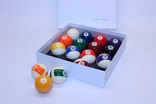 2″ Aramith Screen Printed Spots & Stripes English Pool Balls